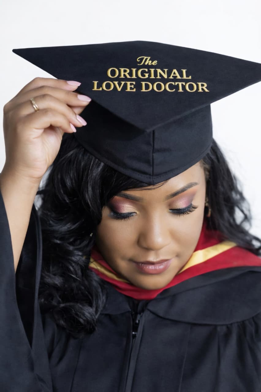 Dr. Shamile S. Bernard in graduation regalia during a professional portrait